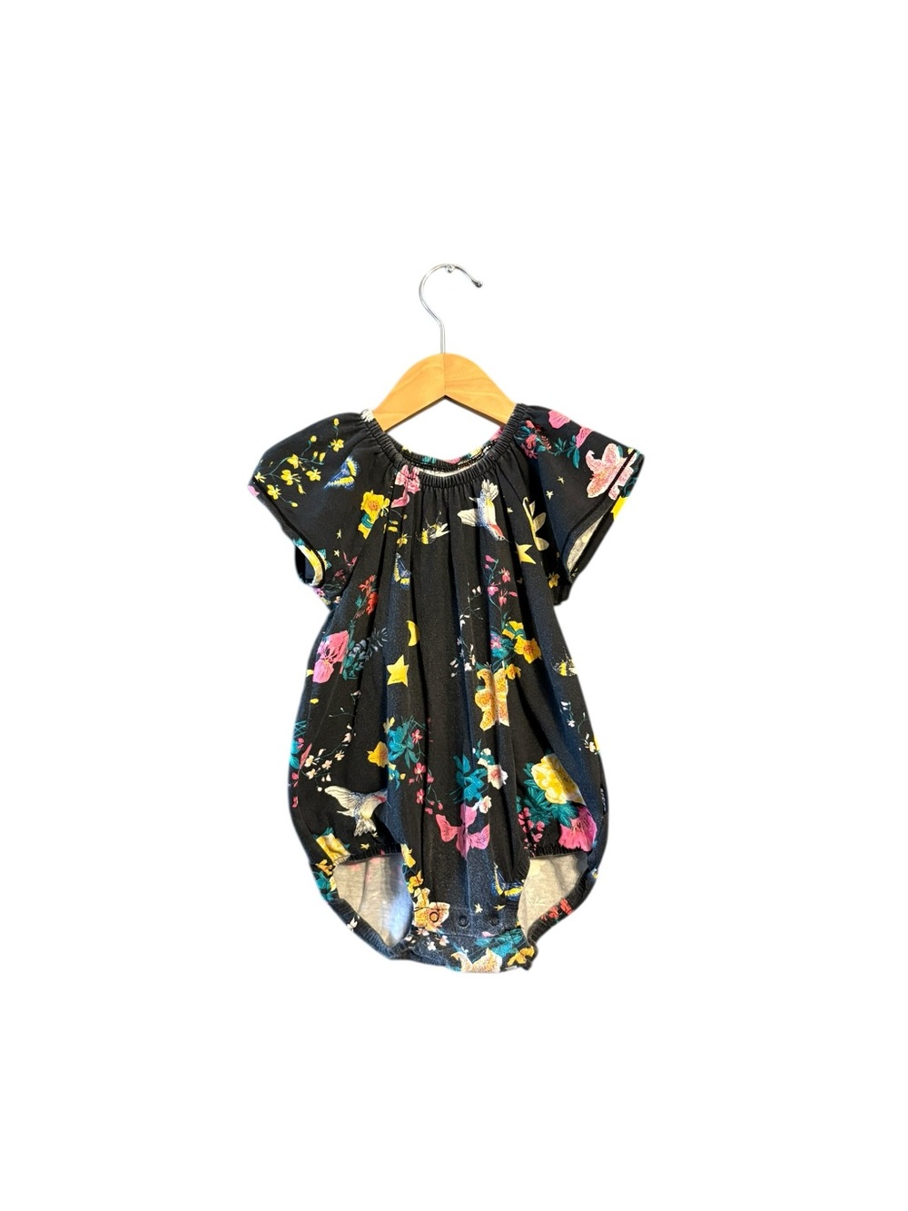 Bonds Black Floral Bubble Romper with Multicolor Print